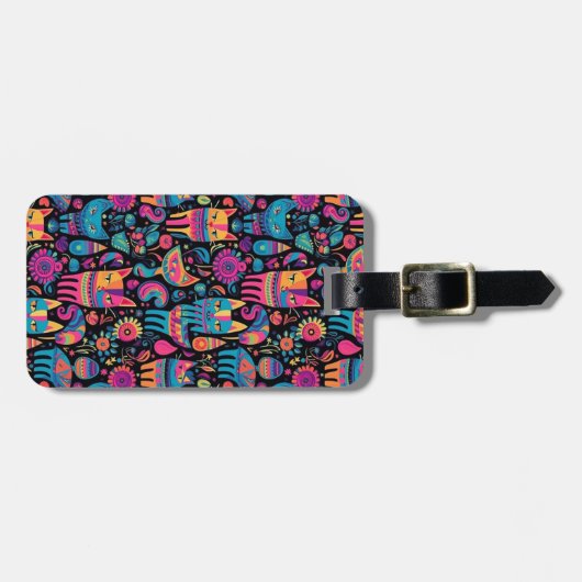 Kleurrijke Abstracte katten Bagagelabel (Voorkant horizontaal)