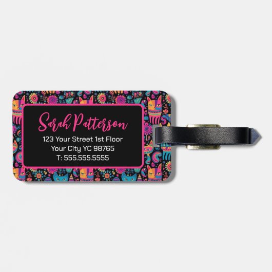 Kleurrijke Abstracte katten Bagagelabel (Achterkant horizontaal)
