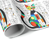 Kleurrijke Abstracte kattenkunst kubistisch kubism Cadeaupapier (Rol Hoek)