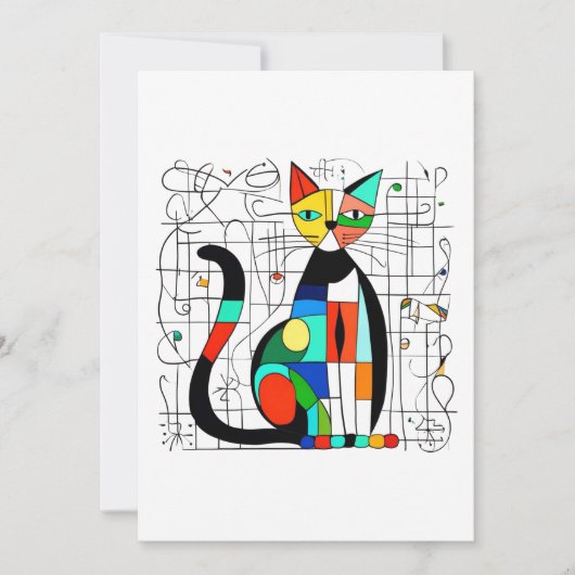 Kleurrijke Abstracte kattenkunst kubistisch kubism Kaart (Voorkant)