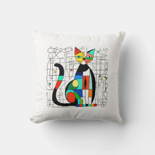 Kleurrijke Abstracte kattenkunst kubistisch kubism Kussen