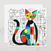 Kleurrijke Abstracte kattenkunst kubistisch kubism Save The Date (Voorkant / Achterkant)