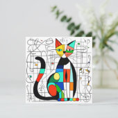 Kleurrijke Abstracte kattenkunst kubistisch kubism Save The Date (Staand voorkant)