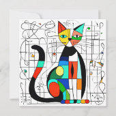 Kleurrijke Abstracte kattenkunst kubistisch kubism Save The Date (Voorkant)