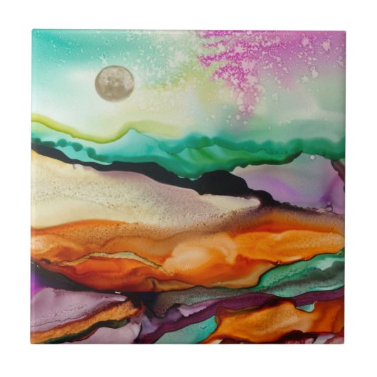 Kleurrijke Abstracte keramische Tegel Tegeltje (Voorkant)