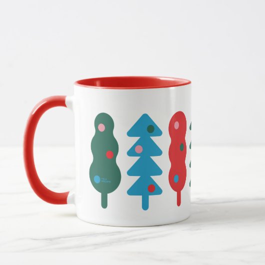 Kleurrijke Abstracte Kerstbomen Mok (Links)