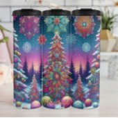 Kleurrijke Abstracte kerstbomen Thermosbeker