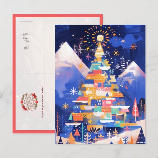 Kleurrijke Abstracte Kerstboom Briefkaart (Voorkant / Achterkant)