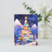 Kleurrijke Abstracte Kerstboom Briefkaart (Staand voorkant)