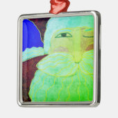 Kleurrijke Abstracte kerstman Metalen Ornament (Links)