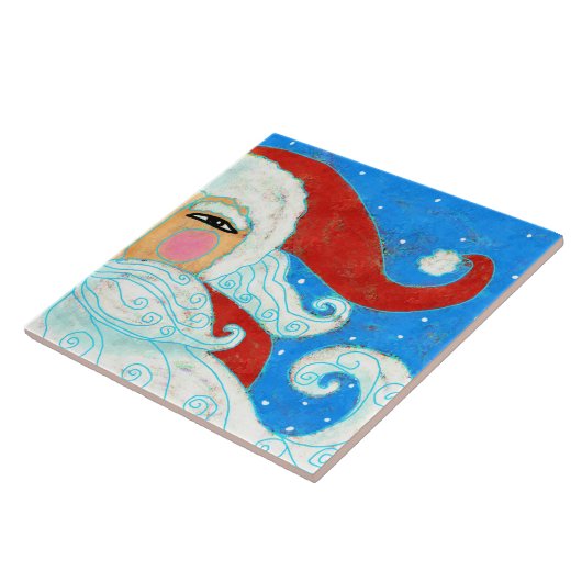 Kleurrijke Abstracte Kerstman Tegeltje (Zijkant)
