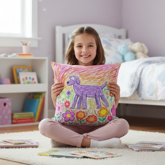 Kleurrijke Abstracte Kindertekening  Kussen