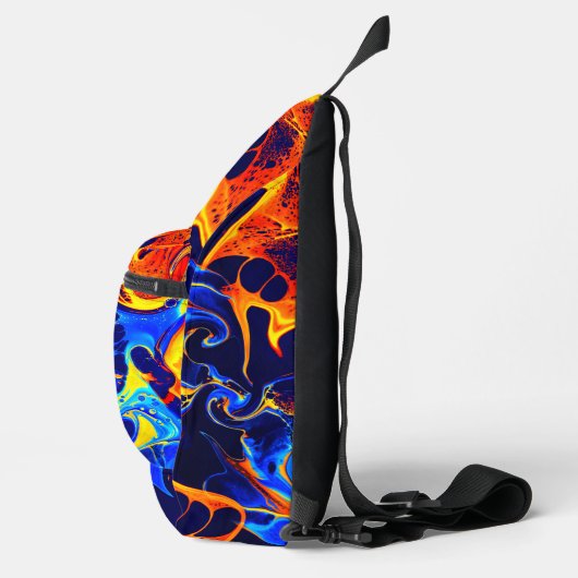 Kleurrijke abstracte kleur golvend sling bag (Rechts)
