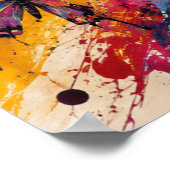 Kleurrijke Abstracte Koe Schildering met Vlinders Poster (Hoek)