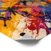 Kleurrijke Abstracte Koe Schildering met Vlinders Poster (Hoek)
