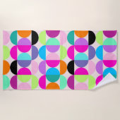 Kleurrijke Abstracte kringen Mid Century Modern Re Strandlaken (Voorkant)