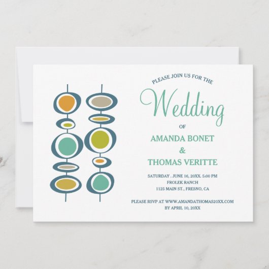 Kleurrijke Abstracte kringen Mid Century Wedding Kaart (Voorkant)