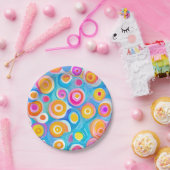 Kleurrijke Abstracte kringen Modern Art Artist Fun Papieren Bordje (Feest)