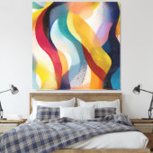Kleurrijke Abstracte Kronkelende Lint Canvas Afdruk (Insitu (Slaapkamer))