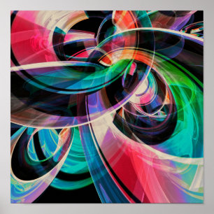 Kleurrijke Abstracte Krullen Poster