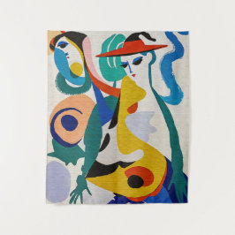Kleurrijke Abstracte Kubistische Surrealistische F Wandkleed