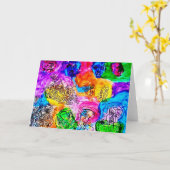 KLEURRIJKE ABSTRACTE KUNST BLANCO KAART (Gele Bloem)