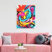 Kleurrijke abstracte kunst canvas afdruk (Insitu (Woonkamer))