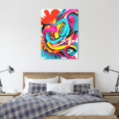 Kleurrijke abstracte kunst canvas afdruk (Insitu (Slaapkamer))