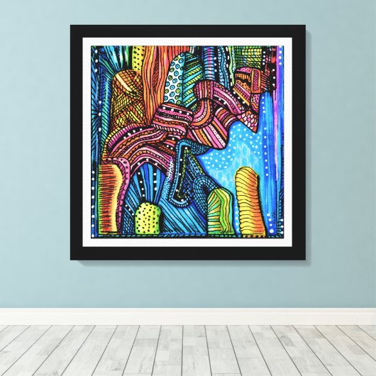 Kleurrijke Abstracte kunst Canvas Afdruk (Insitu (Houten vloer))