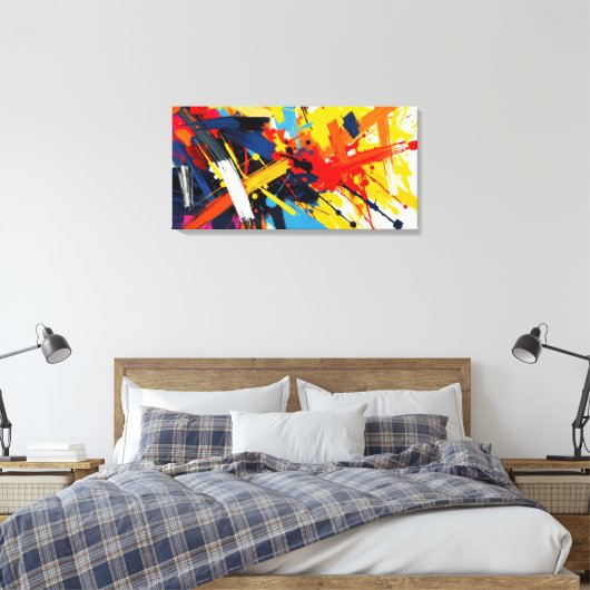 Kleurrijke Abstracte kunst - Canvas Afdruk (Insitu (Slaapkamer))