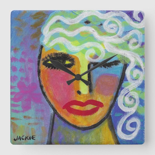 Kleurrijke Abstracte Kunst Decoratieve Klok (Voorkant)