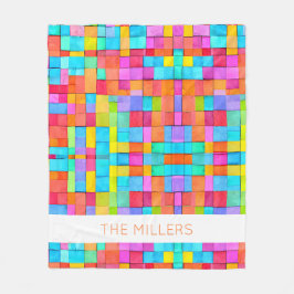 Kleurrijke Abstracte Kunst FAMILIENAAM Modern Fun Fleece Deken