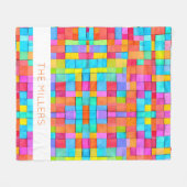 Kleurrijke Abstracte Kunst FAMILIENAAM Modern Fun Fleece Deken (Voorkant (Horizontaal))