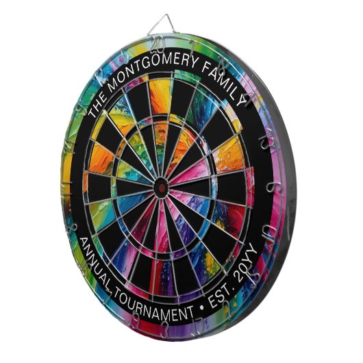 Kleurrijke Abstracte Kunst Gepersonaliseerd Dartbord (Voorkant Rechts)