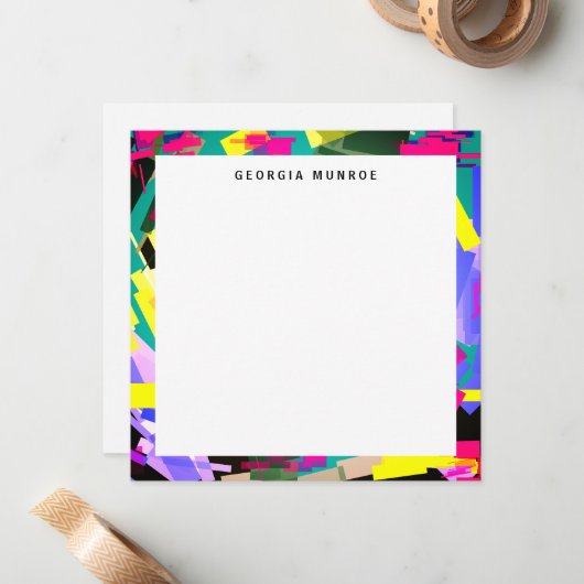 Kleurrijke Abstracte kunst gepersonaliseerde brief Notitiekaartje (Voorkant / Achterkant in situ)