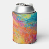 Kleurrijke Abstracte Kunst het Schilderen Monogram Blikjeskoeler (Blikje Achterkant)