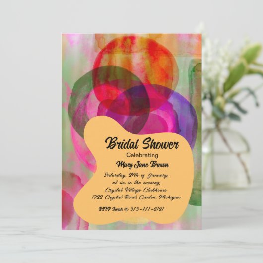 Kleurrijke Abstracte Kunst Huwelijksuitnodiging-Cu Kaart (Staand voorkant)