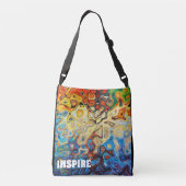 Kleurrijke Abstracte kunst Inspire Blue Red Yellow Crossbody Tas (Achterkant)