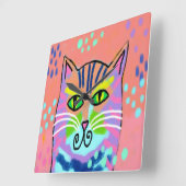 Kleurrijke Abstracte Kunst Kat Muur Klok (Hoek)