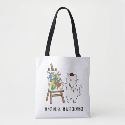 Kleurrijke Abstracte Kunst Kat Schilder Speelse Ku Tote Bag (Voorkant)