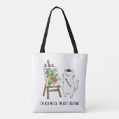 Kleurrijke Abstracte Kunst Kat Schilder Speelse Ku Tote Bag (Achterkant)