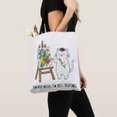 Kleurrijke Abstracte Kunst Kat Schilder Speelse Ku Tote Bag (Dichtbij)