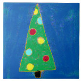 Kleurrijke Abstracte kunst kerstboom Tegeltje (Voorkant)