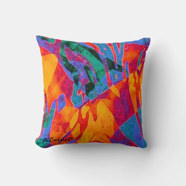 Kleurrijke Abstracte Kunst Kussen van PiCassieO (Voorkant)