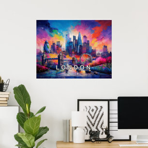 Kleurrijke Abstracte Kunst Londen Engeland Poster