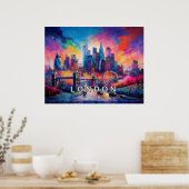 Kleurrijke Abstracte Kunst Londen Engeland Poster (Keuken)