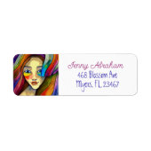 Kleurrijke Abstracte kunst  meisje Etiket (Voorkant)