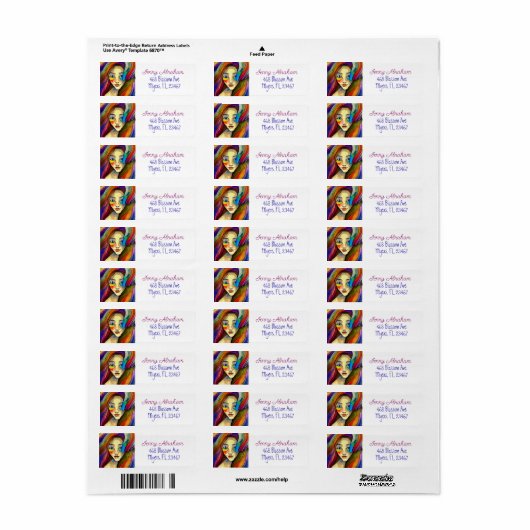 Kleurrijke Abstracte kunst  meisje Etiket (Full Sheet)