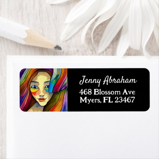 Kleurrijke Abstracte kunst  meisje Etiket (Insitu)