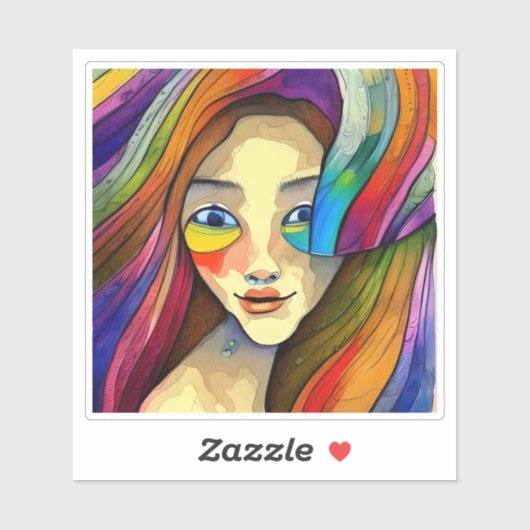 Kleurrijke Abstracte kunst  meisje Sticker (Vel)